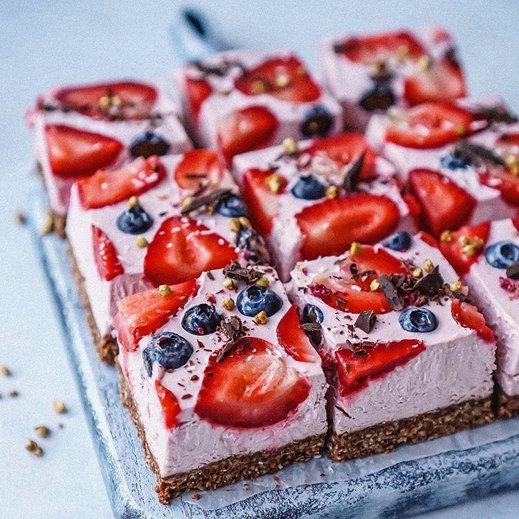 Homemade Vegan Strawberry Cheesecake Squares