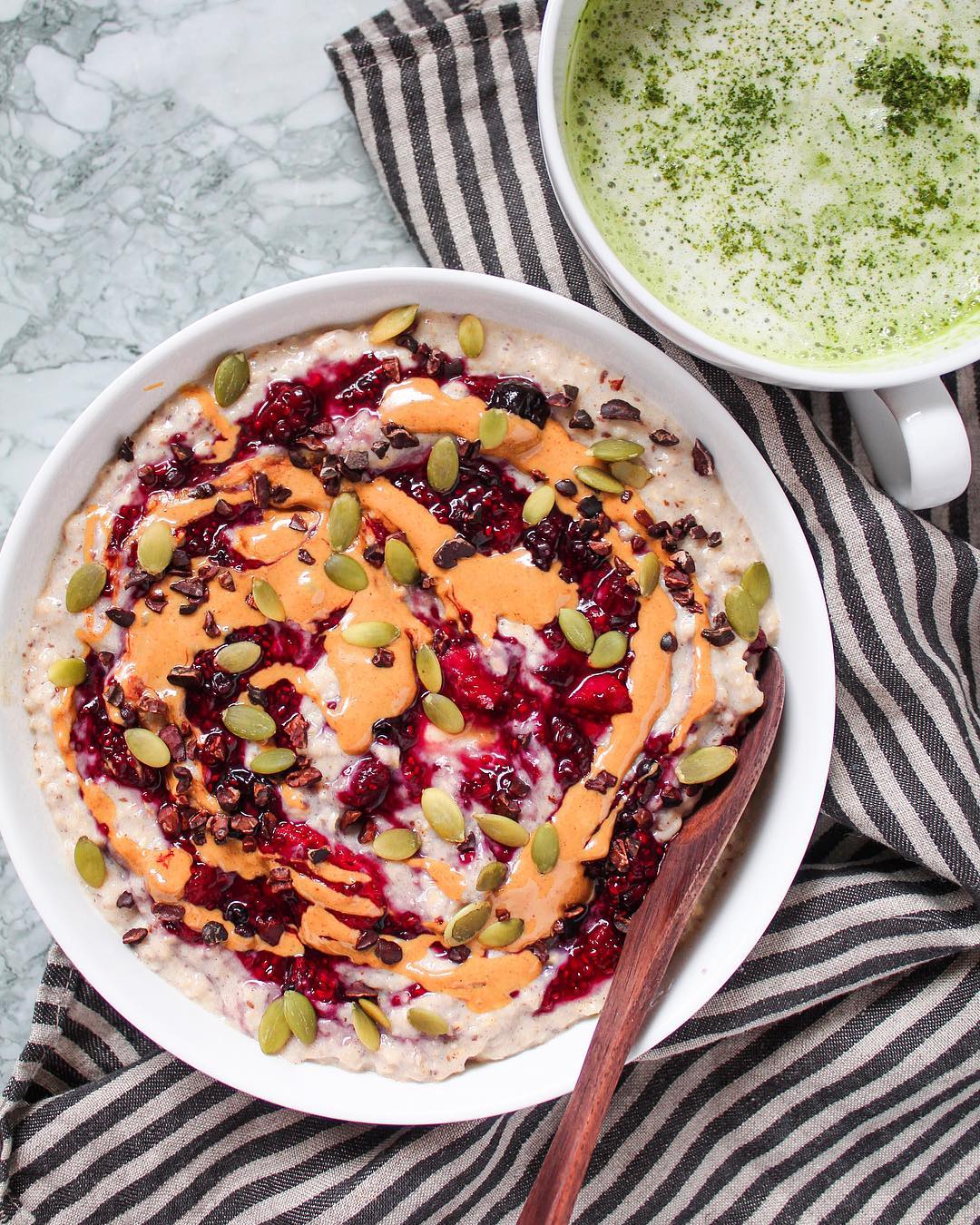 Healthy Oatmeal Bowl with Berry Jam