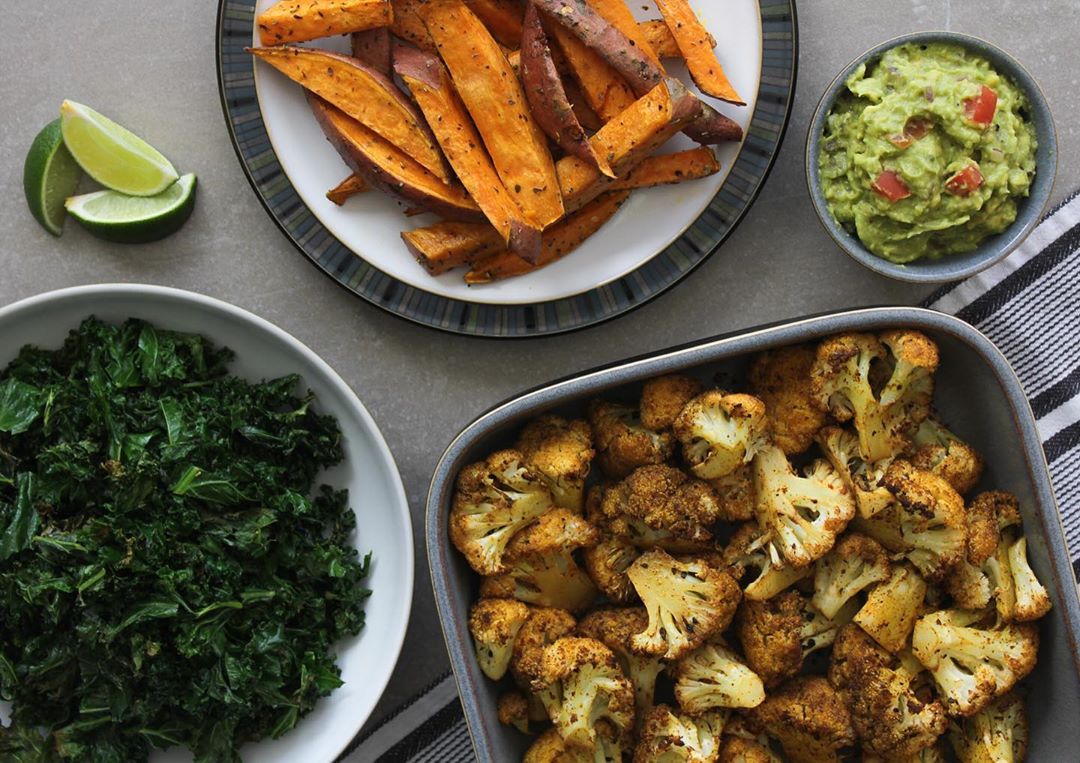 Jerk Cauliflower with Sweet Potato and Kale