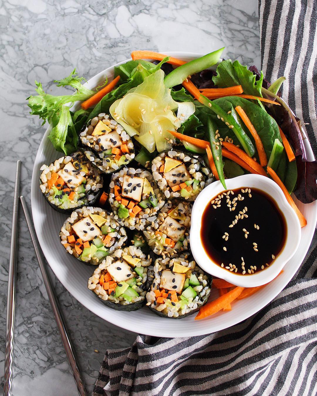 Creative Sushi Rolls with Plantain and Tofu