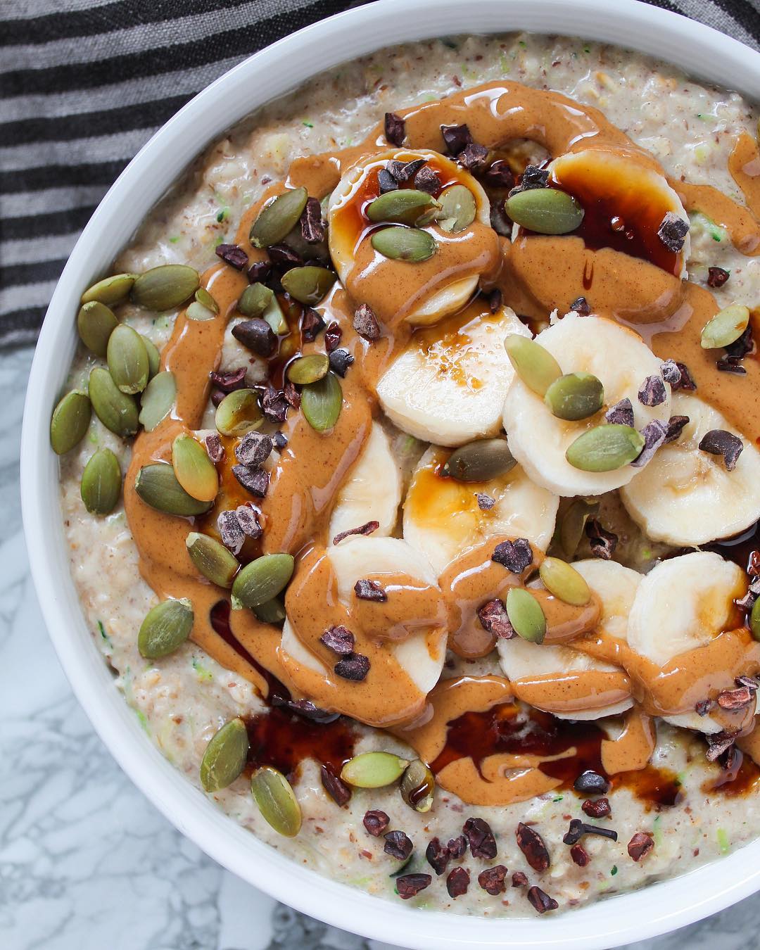 Fluffy Zucchini Oats with Banana and Almond Milk