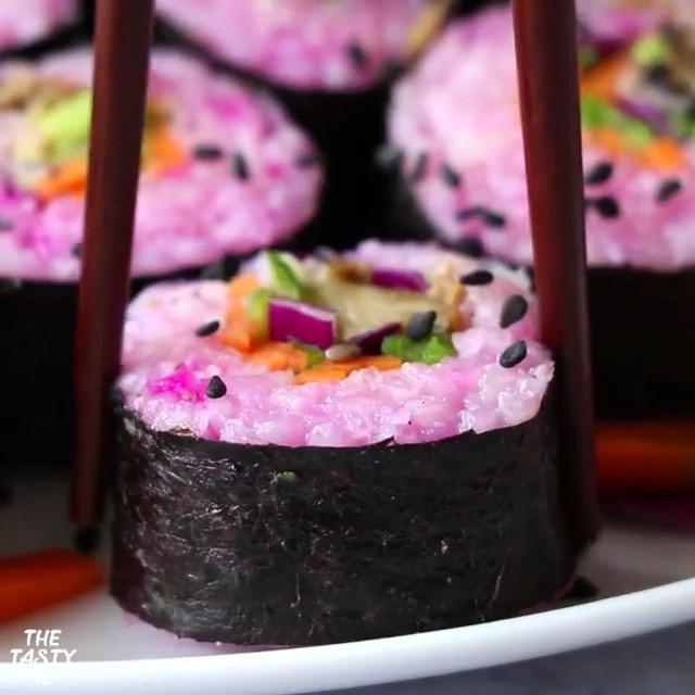 Pink Oyster Mushroom Maki Rolls