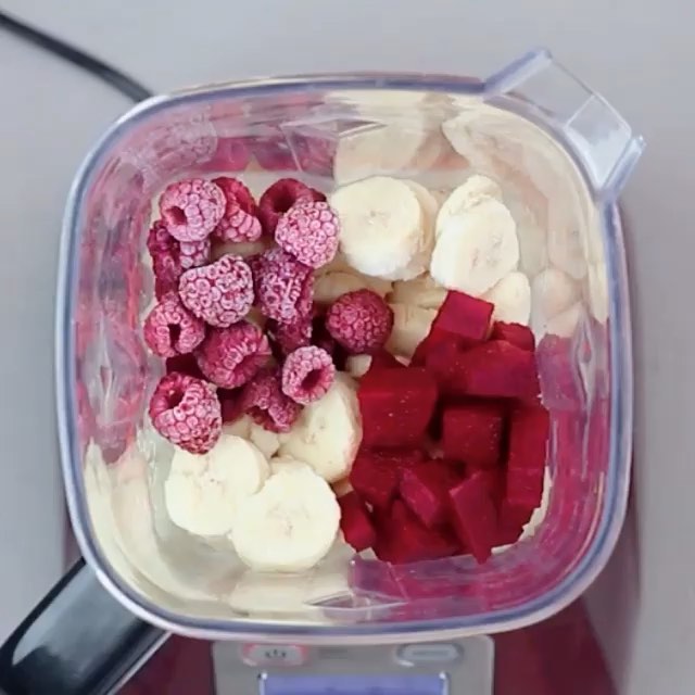Pink Smoothie Bowl with Frozen Fruits