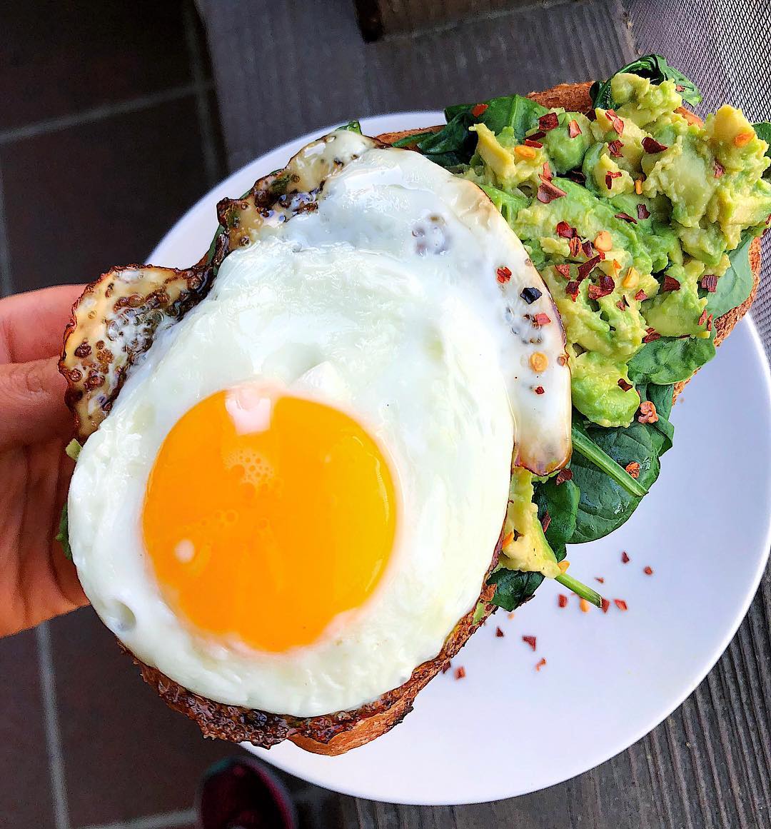 Easy Fried Egg and Mashed Avocado on Sourdough Toast
