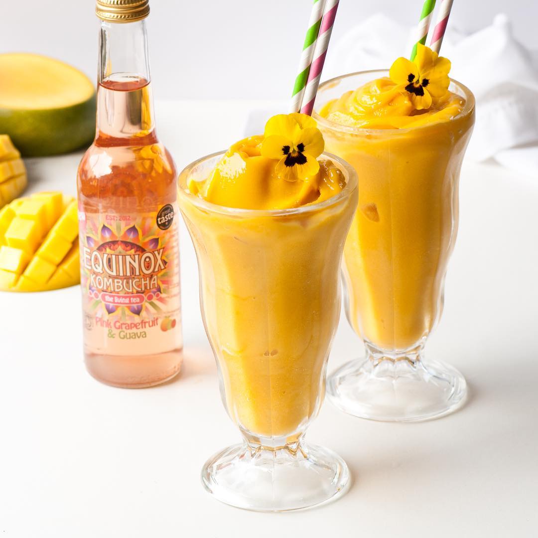 Mango Sorbet with Kombucha and Maple Syrup