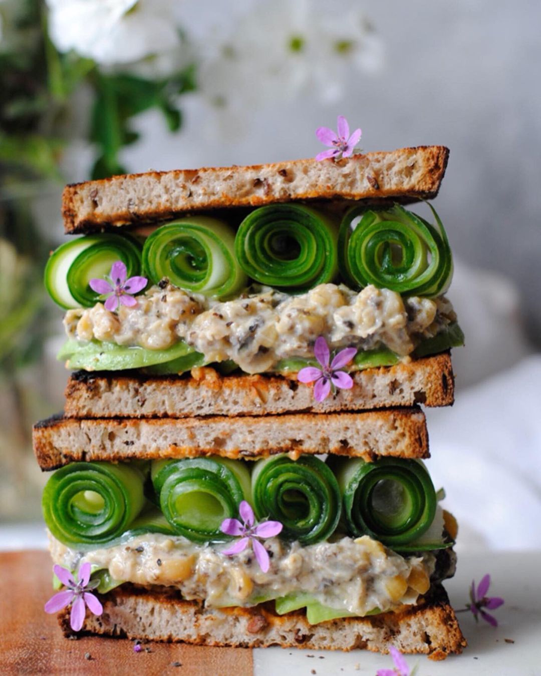 Healthy Vegan Chickpea and Black Olive Toast