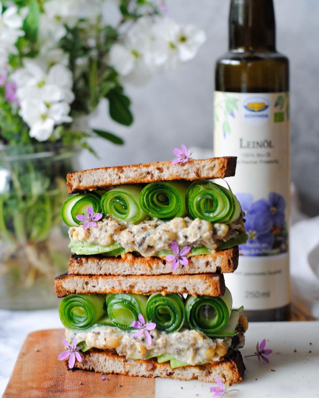 Healthy Vegan Chickpea and Black Olive Toast