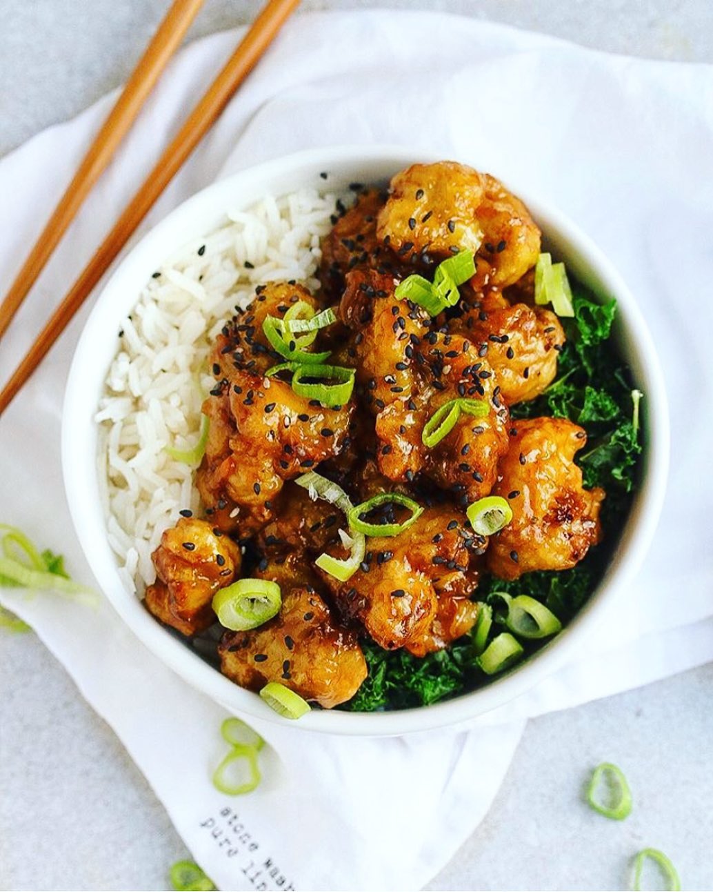 Sesame Cauliflower with Garlic Ginger Sauce