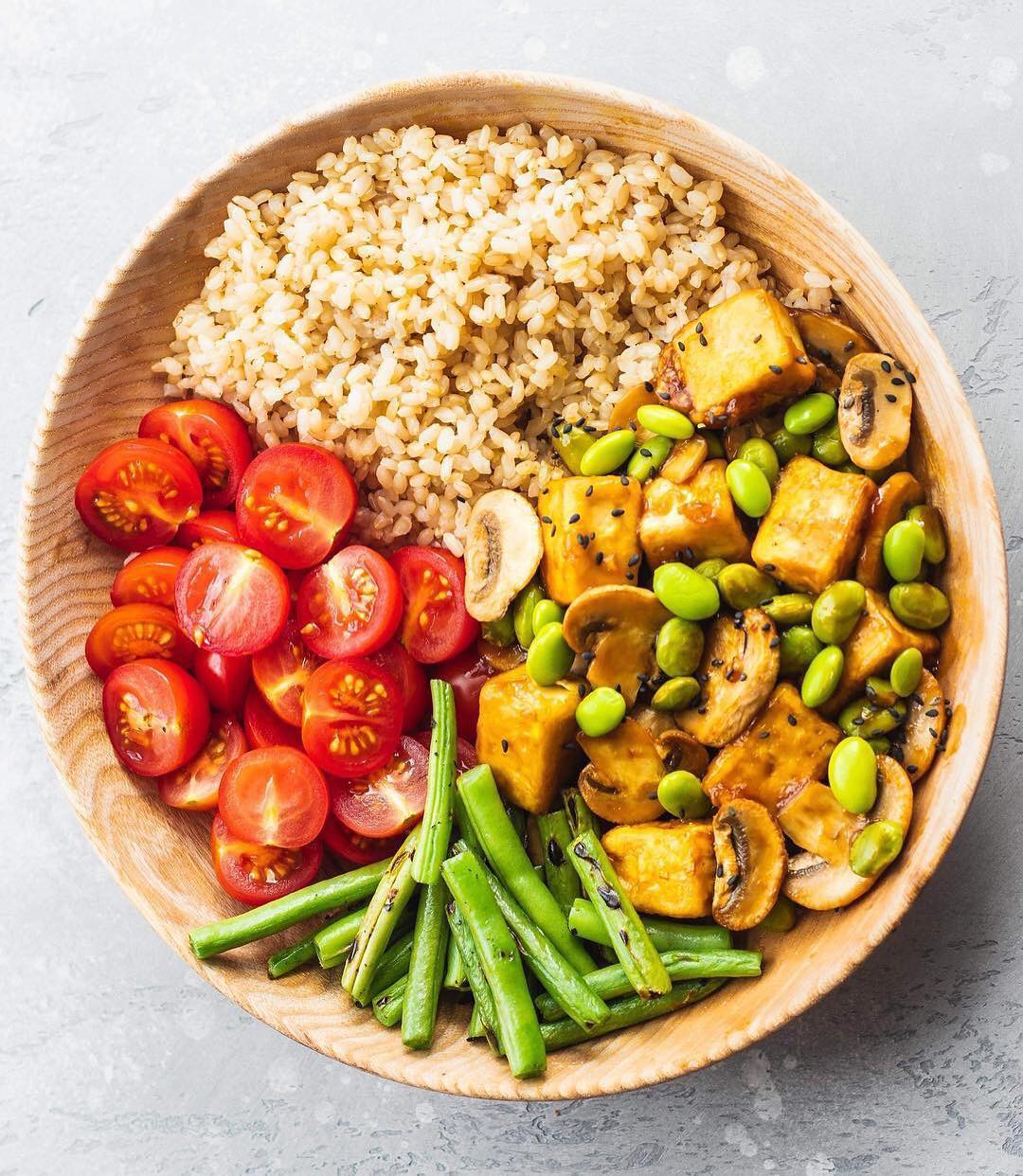 Tofu Stir Fry with Mushrooms and Edamame