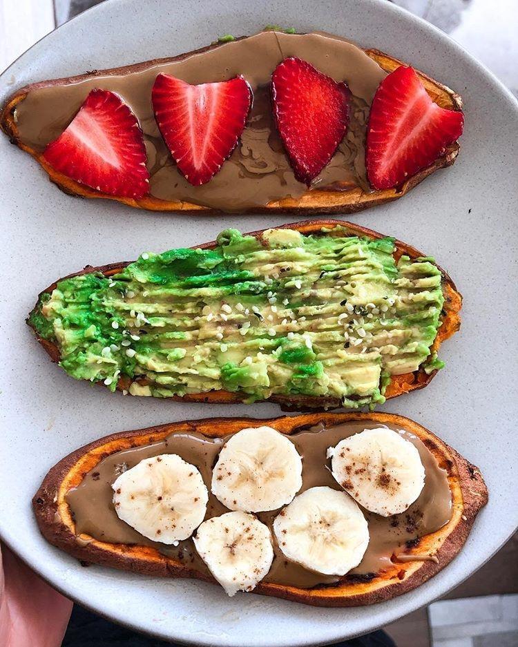 Sweet Potato Toasts Three Ways
