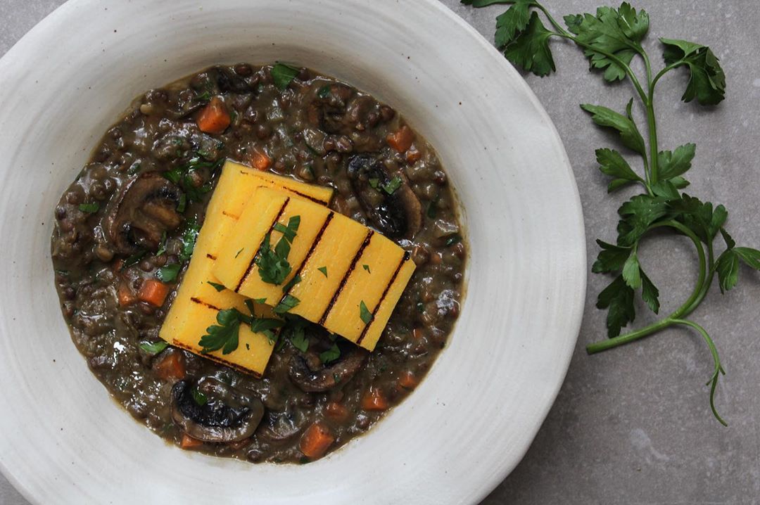 Mushroom and Lentil Stew with Polenta