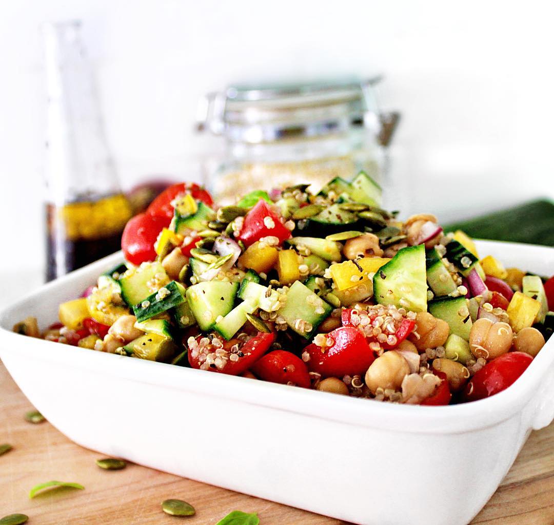 Quinoa and Chickpea Greek Style Salad
