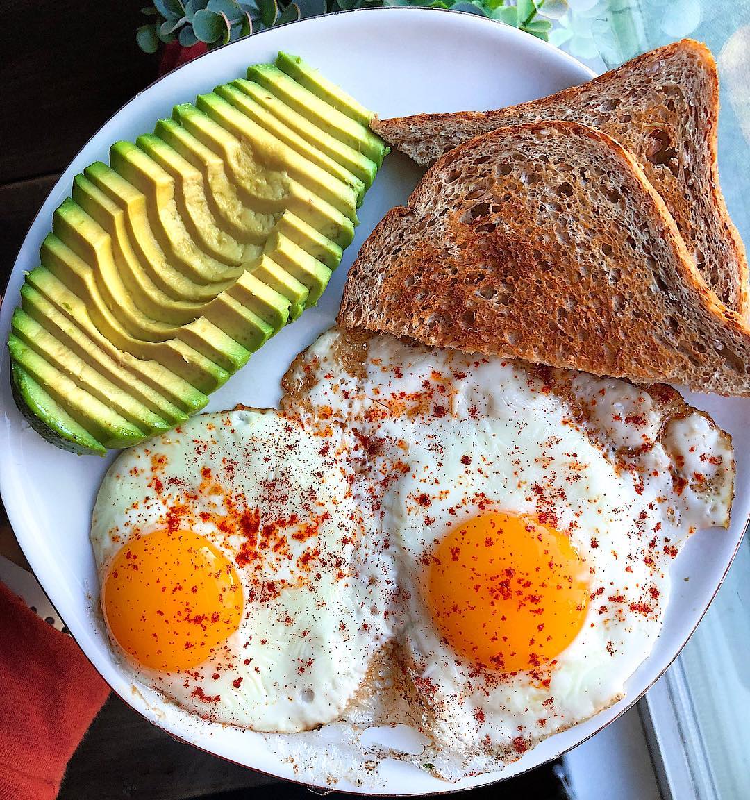 Fried Eggs with Avocado and Sourdough Toast