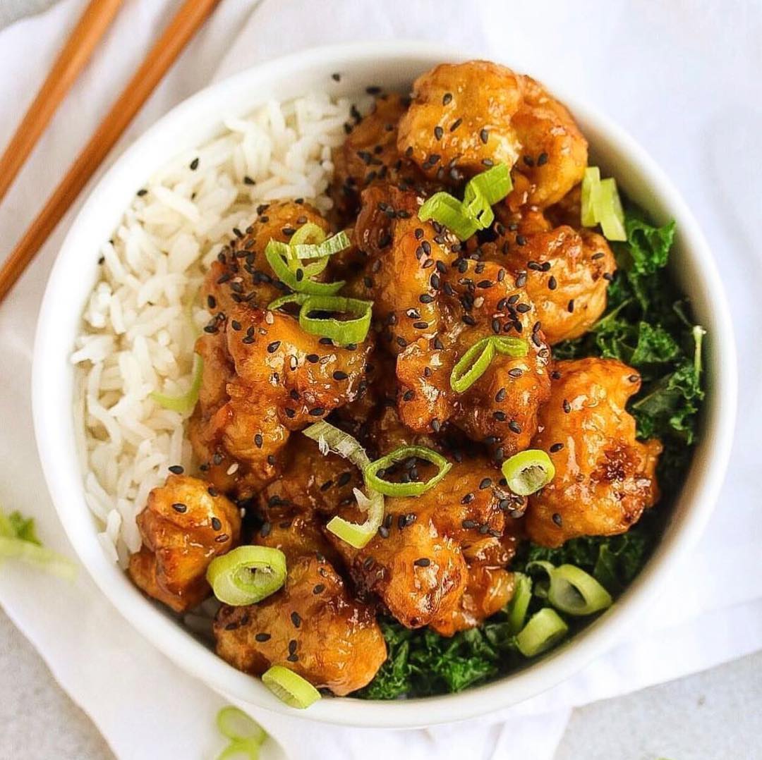 Vegan Sticky Sesame Cauliflower with Rice