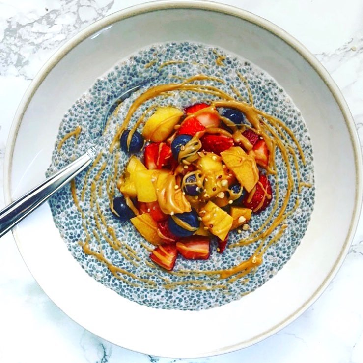 Chia Seed Pudding with Coconut Milk and Toppings