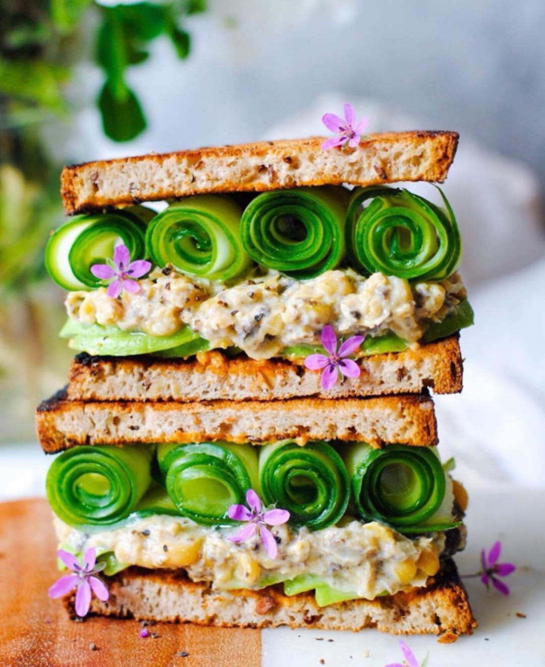 Vegan Chickpea and Olive Sandwich