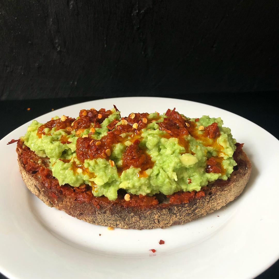 Avocado Toast with Rose Harissa Pesto