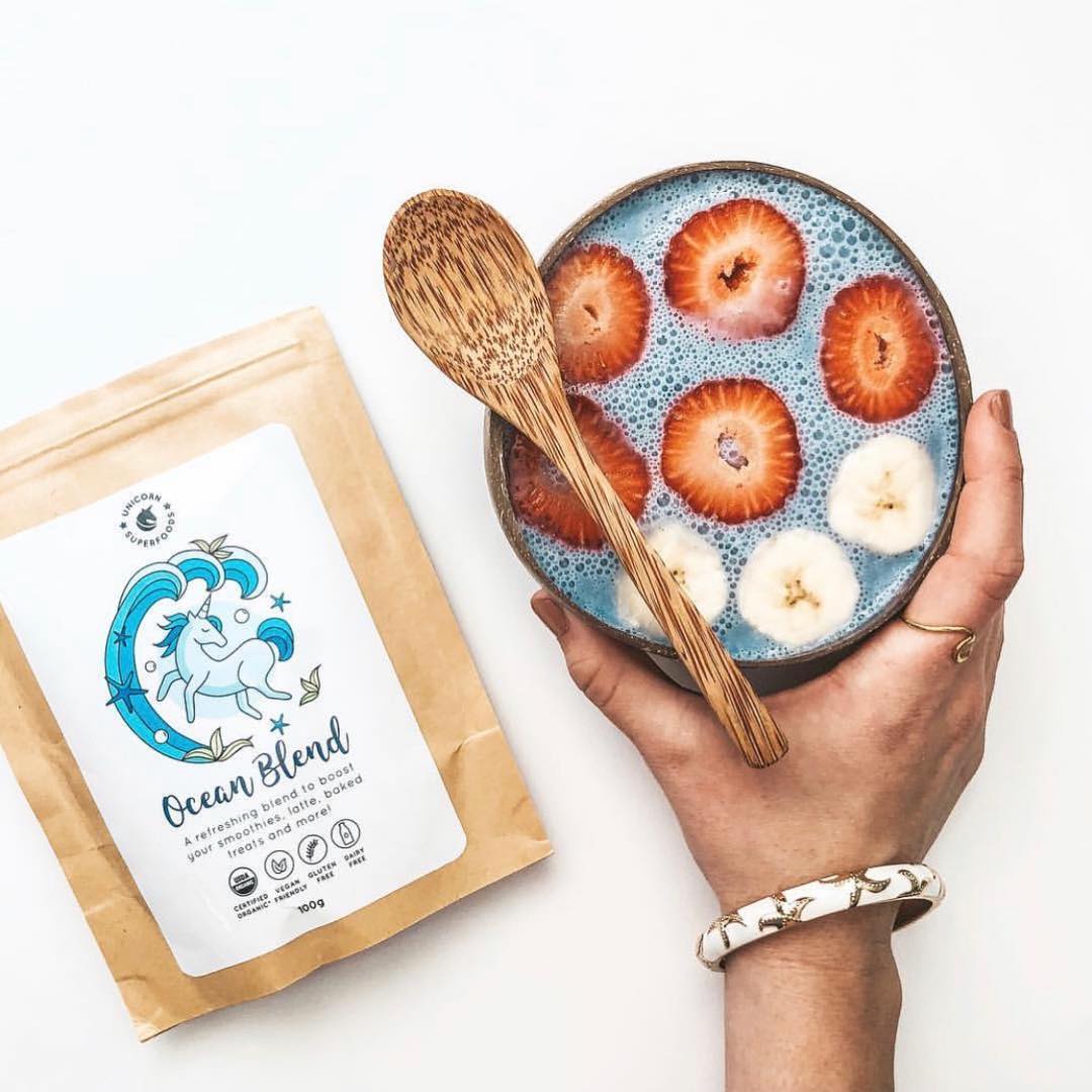 Ocean Blue Smoothie with Organic Ingredients