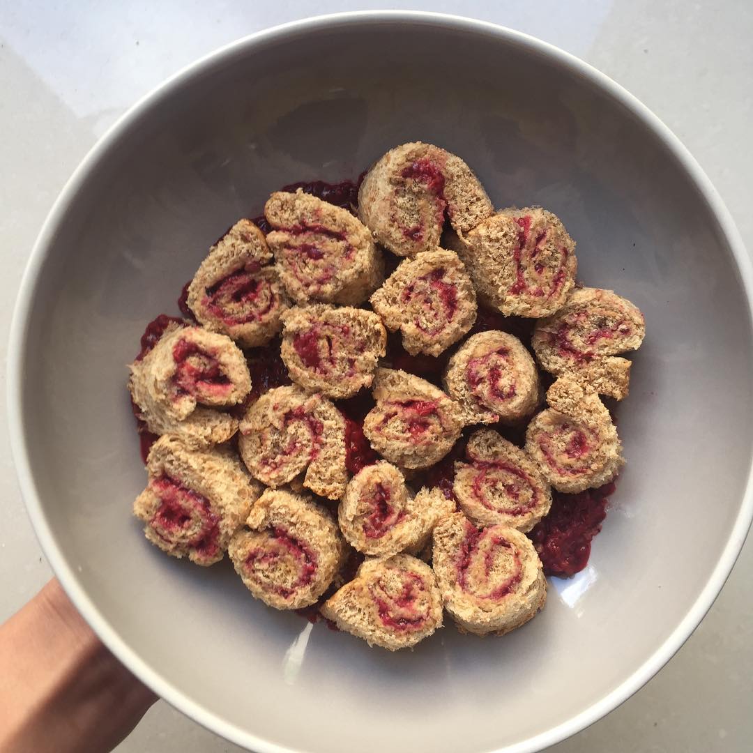 Vegan Chia Jam and Peanut Butter Roly Poly Bake