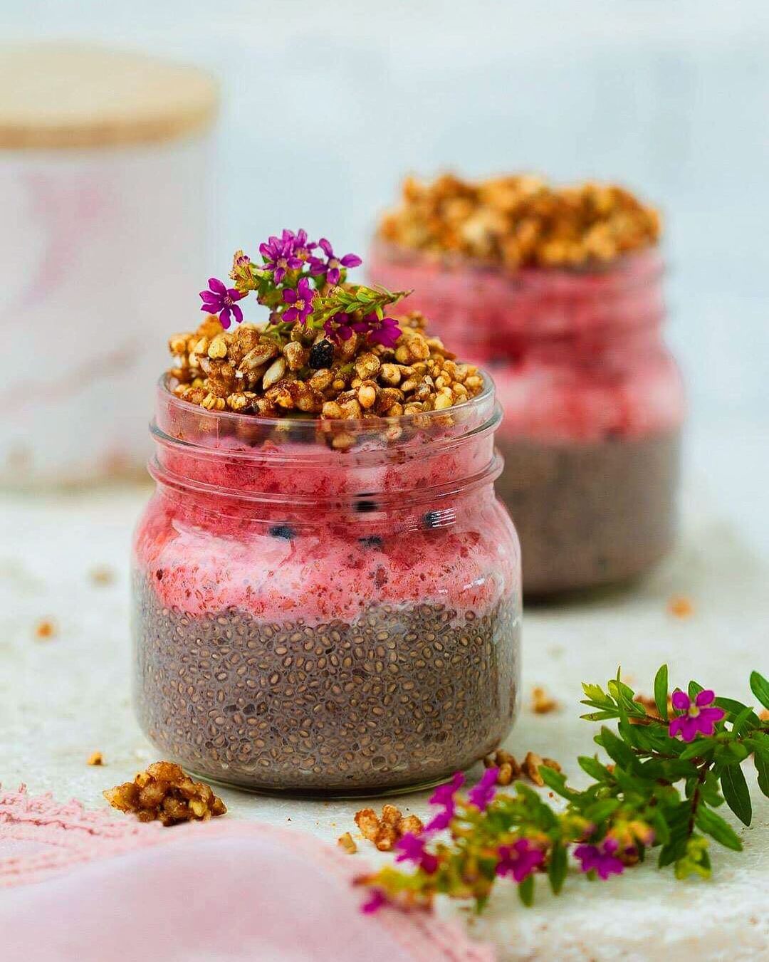 Sweet Chia Pudding with Almond Milk and Blueberries
