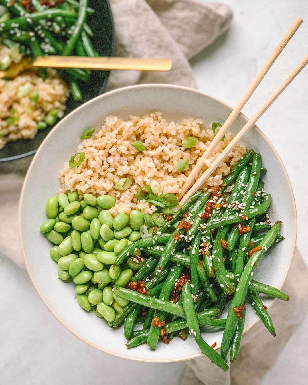 Sesame Garlic String Bean Bowls
