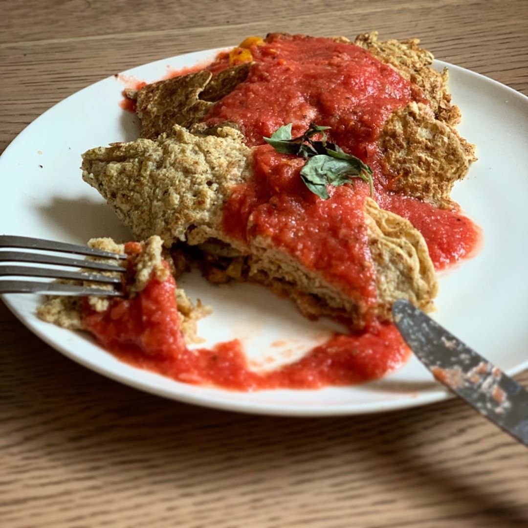 Vegan Chickpea Flour Crepes with Veggie Filling