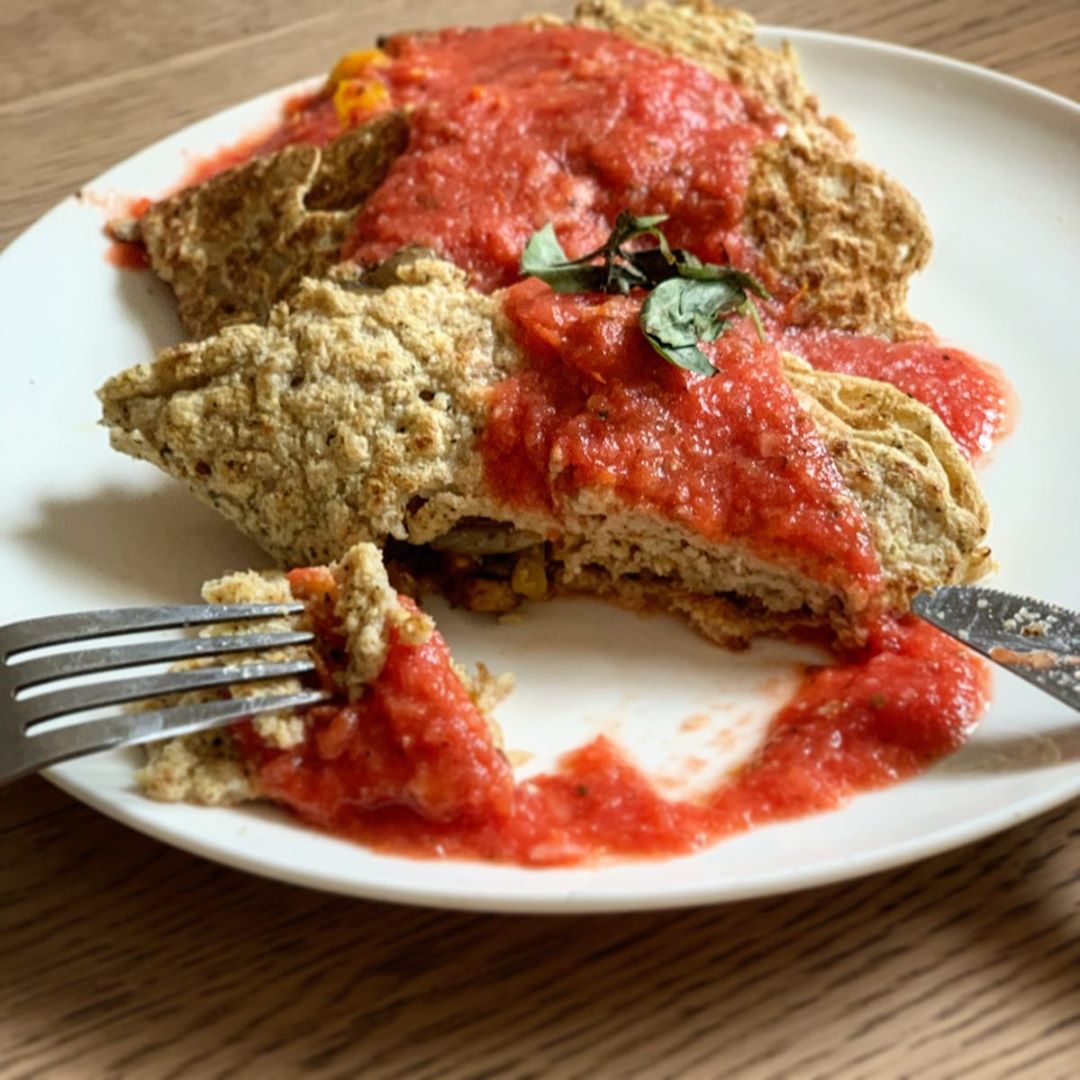 Vegan Chickpea Flour Crepes with Veggie Filling