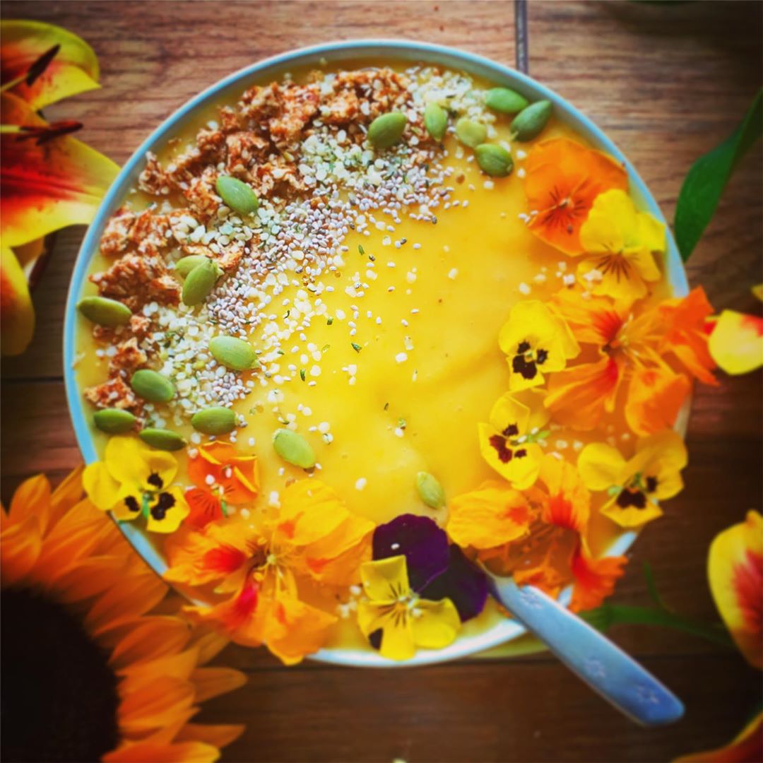 Yellow Banana Mango Smoothie with Coconut Milk
