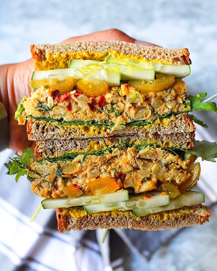 Chickpea Salad Sandwich with Hummus and Spices