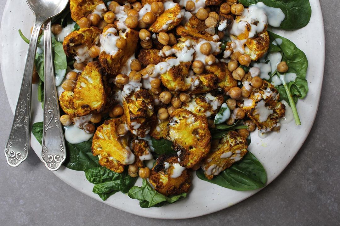 Curried Cauliflower and Crispy Chickpea Salad