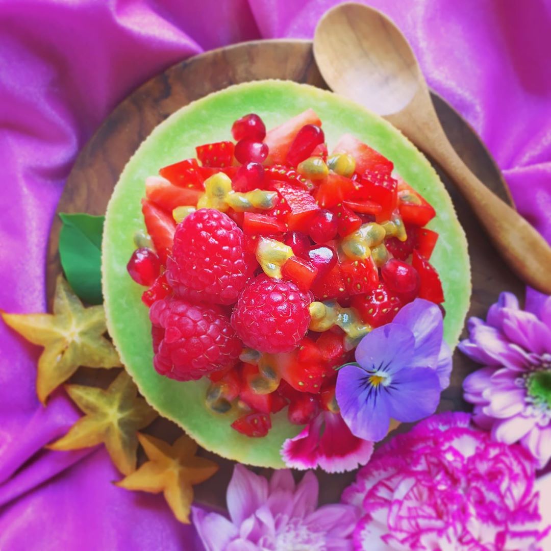 Fresh Melon Bowl with Berries and Passionfruit