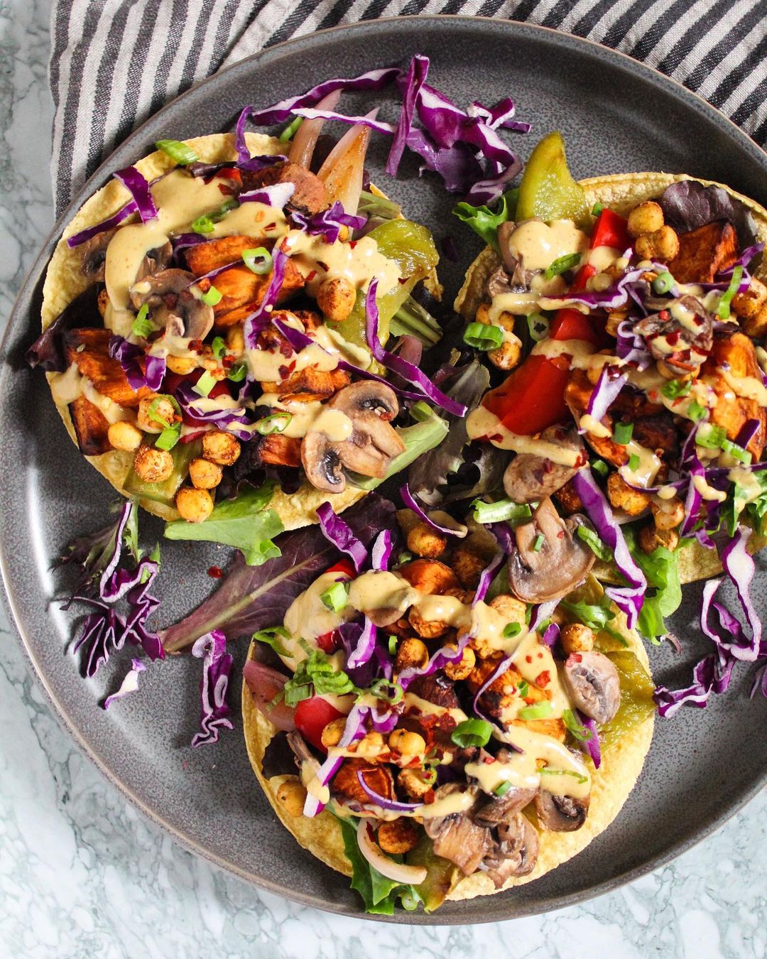 Healthy Vegetable Tacos with Tahini Sauce