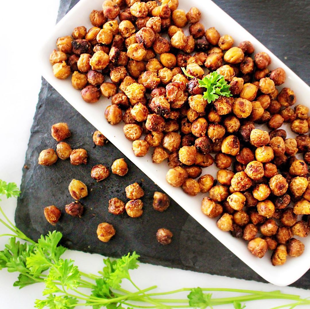 Spicy Mustard Roasted Chickpeas