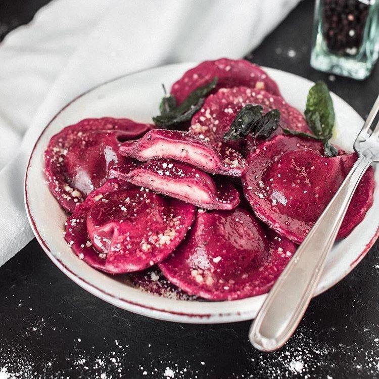 Beetroot Ravioli with Cashew Cream Filling