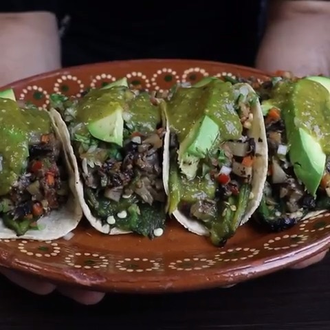 Grilled Poblano Pepper Mushroom Potato Tacos