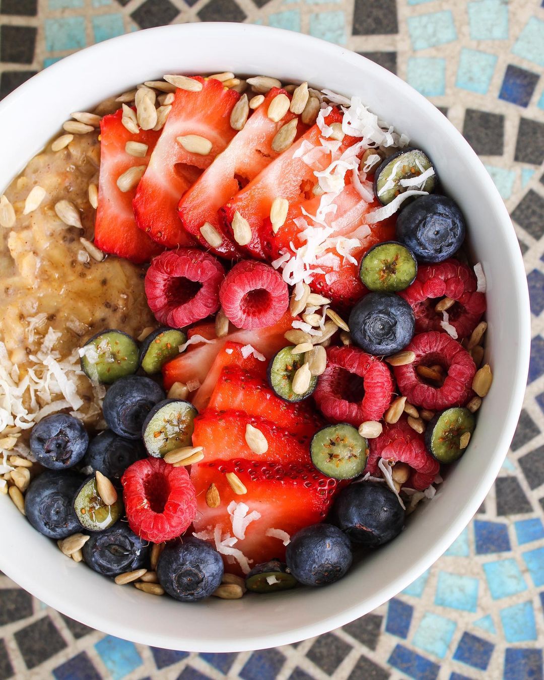 Healthy Maca Oatmeal Breakfast with Fresh Berries