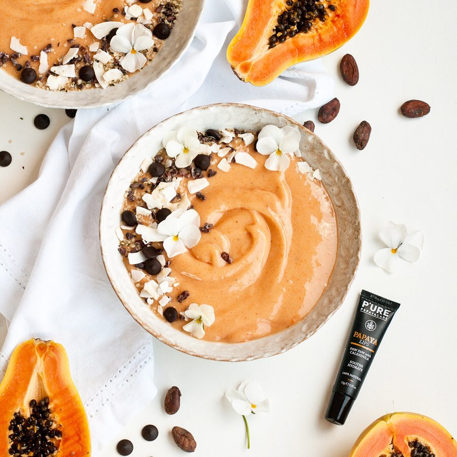 Papaya and Banana Nicecream with Agave Syrup