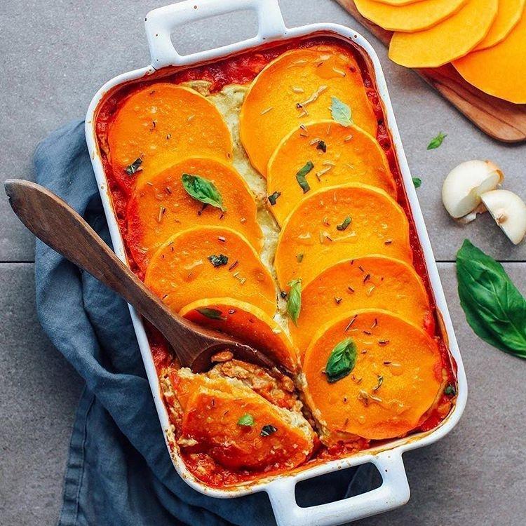 Tempeh and Pesto Butternut Squash Lasagna