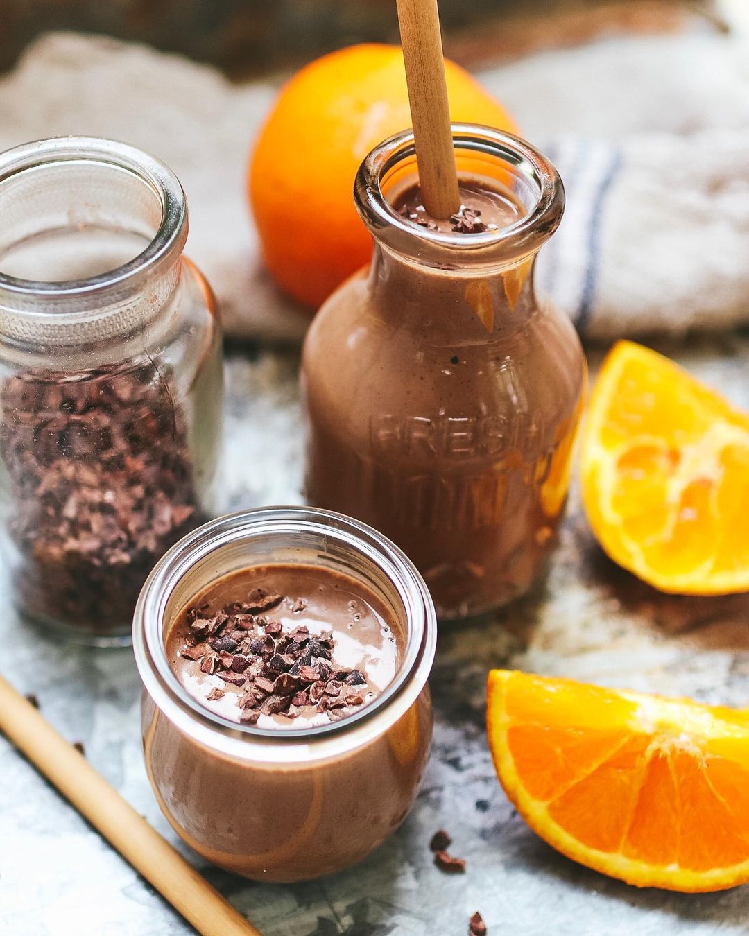 Chocolate Orange Smoothie with Chunks of Juicy Fresh Oranges