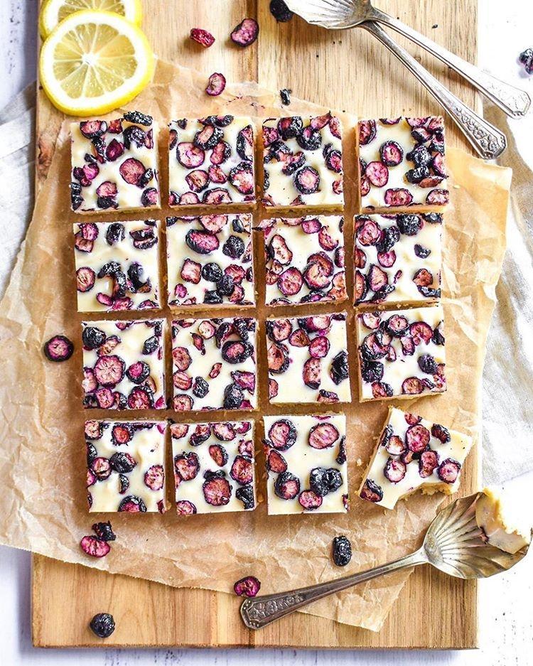 Vegan Lemon Blueberry Slice Dessert