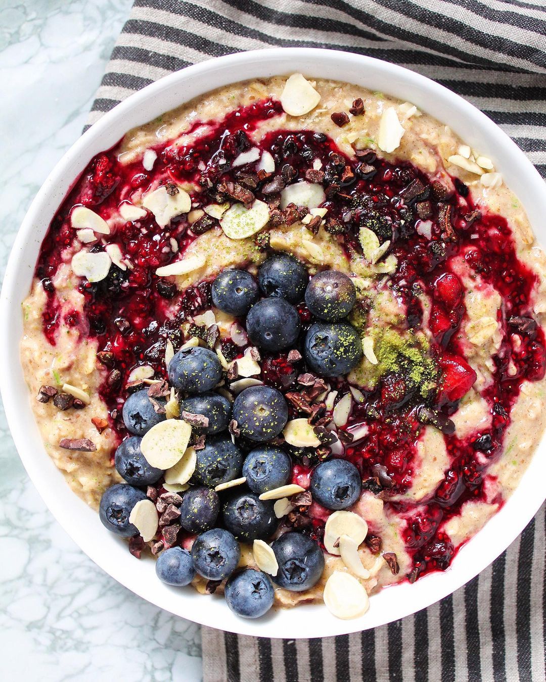 Zucchini Oats Breakfast Bowl with Toppings