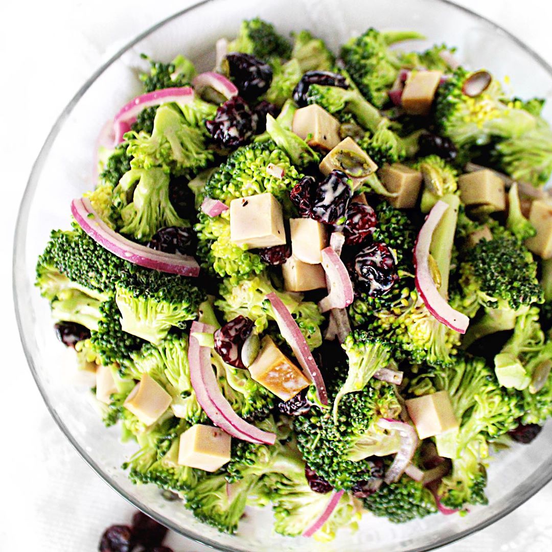 Broccoli Salad with Smoked Tofu and Creamy Balsamic Dressing