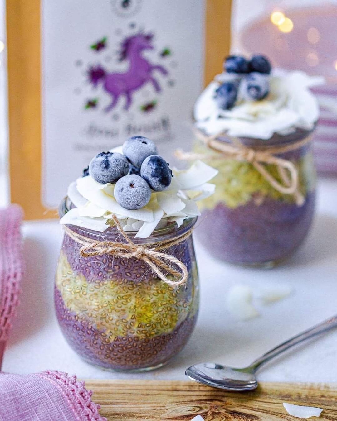 Acai Berry and Matcha Chia Puddings