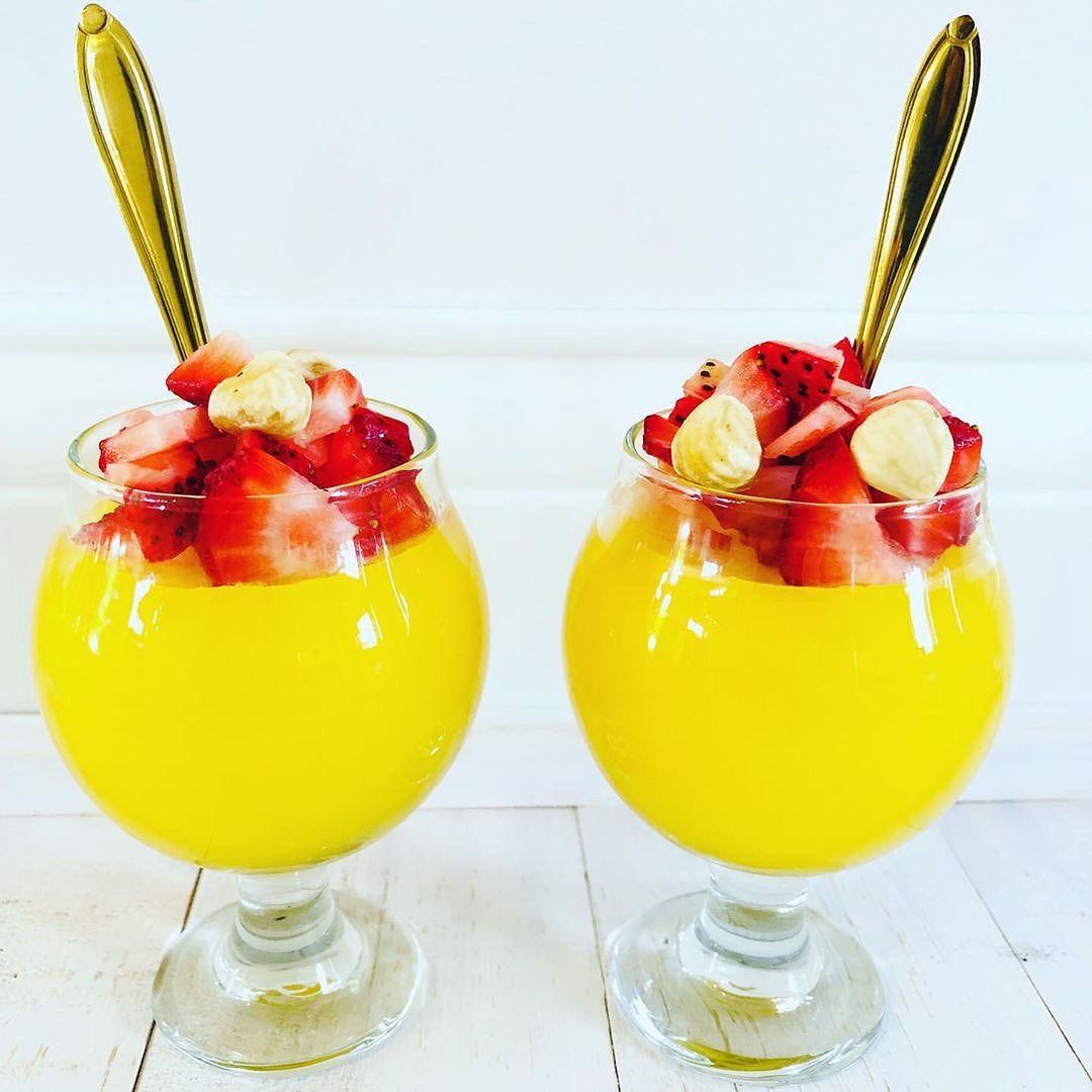 Simple Mango Strawberry Jello Pudding