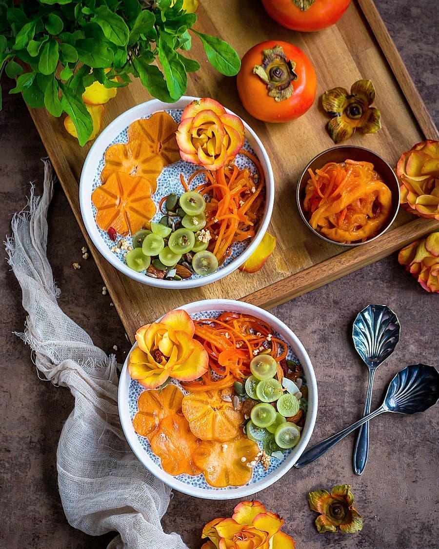 Autumn Persimmon Chia Pudding Breakfast