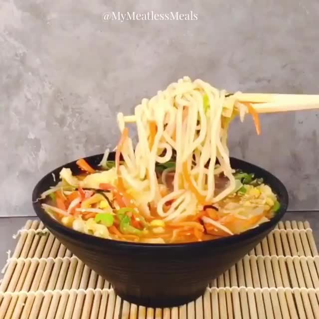 Spicy Vegan Ramen with Broth and Vegetables