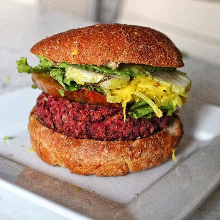 Vegan Lentil Beet Burgers Dish