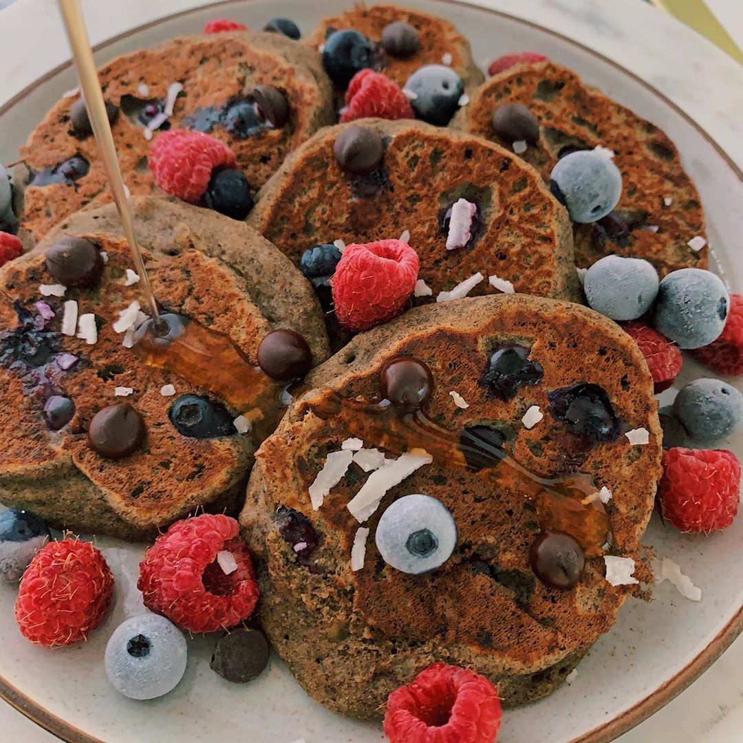 Triple-Berry Vegan Chocolate Chip Pancake Pile