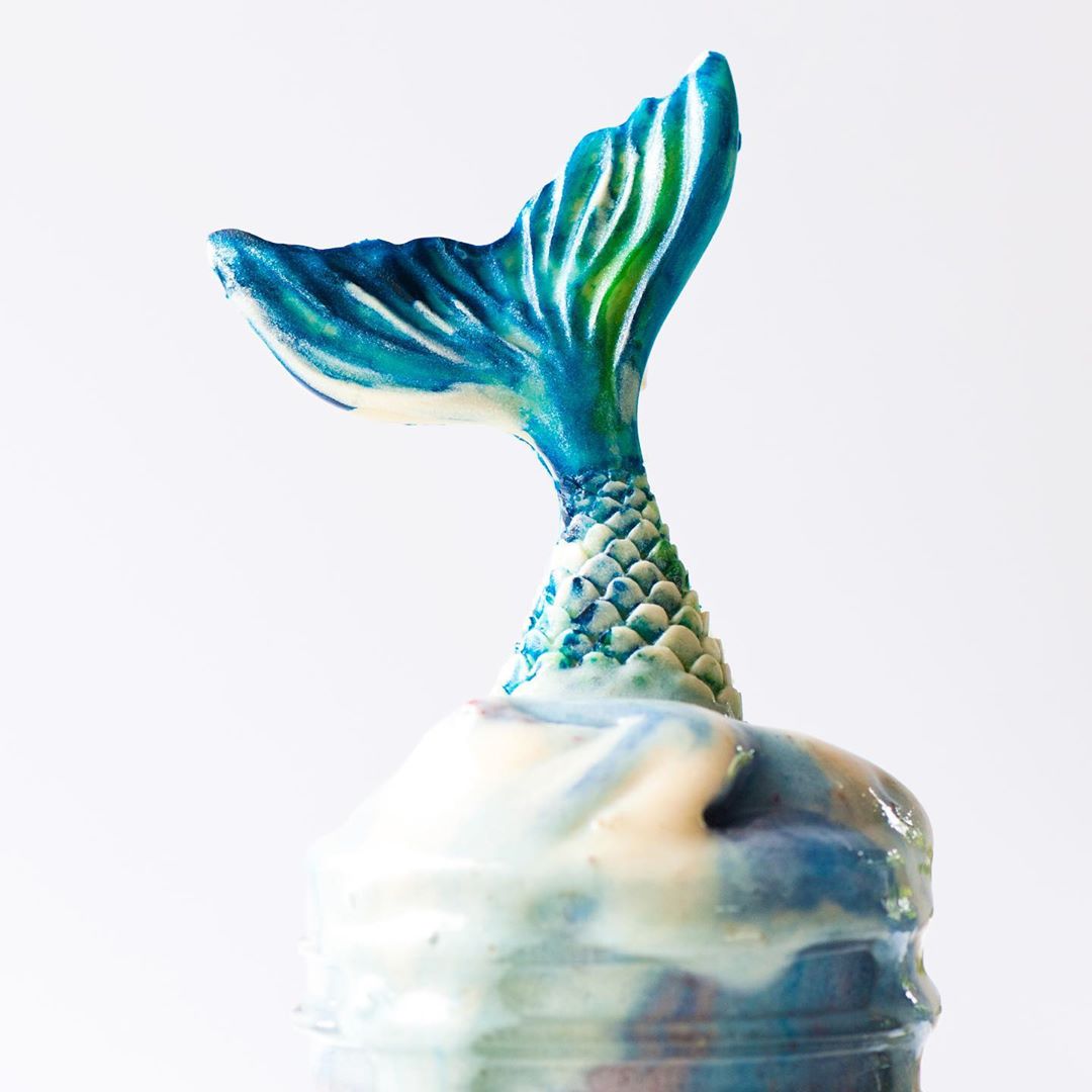 Vibrant Mermaid Smoothie with Banana and Strawberries
