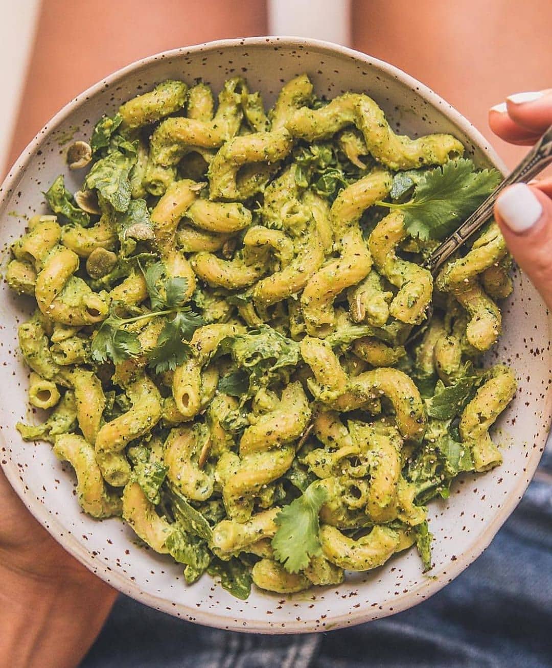 Vegan Creamy Pesto with Cilantro and Avocado